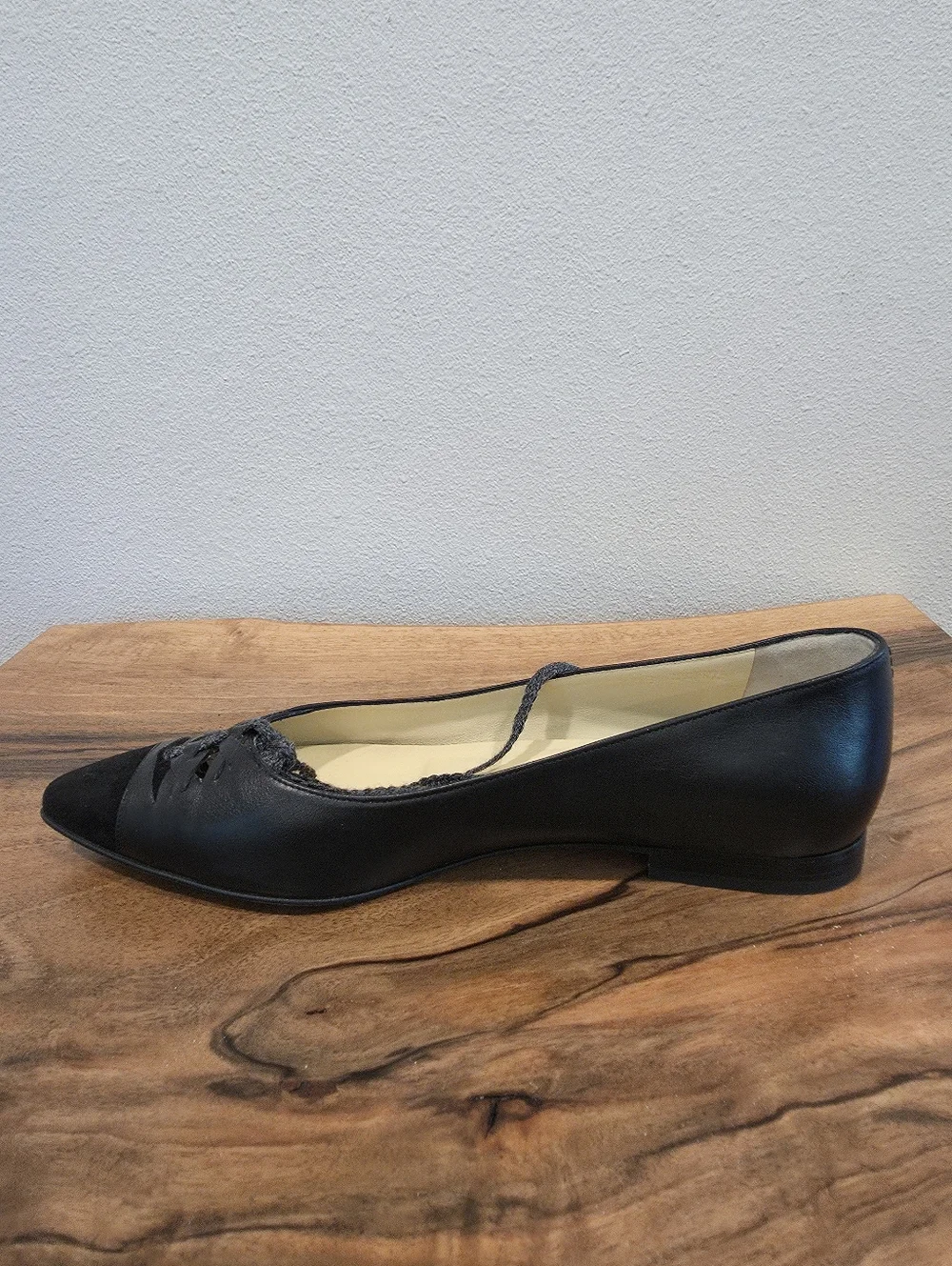 Sarah Flint Lily Ankle Tie Black Leather Flats -NWOT
